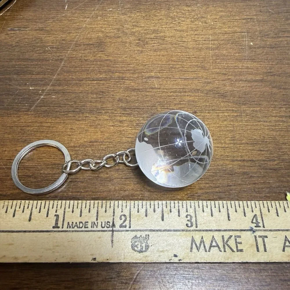Mini World Globe Earth Map Clear Keyring Keychain Vintage Travel Gifts